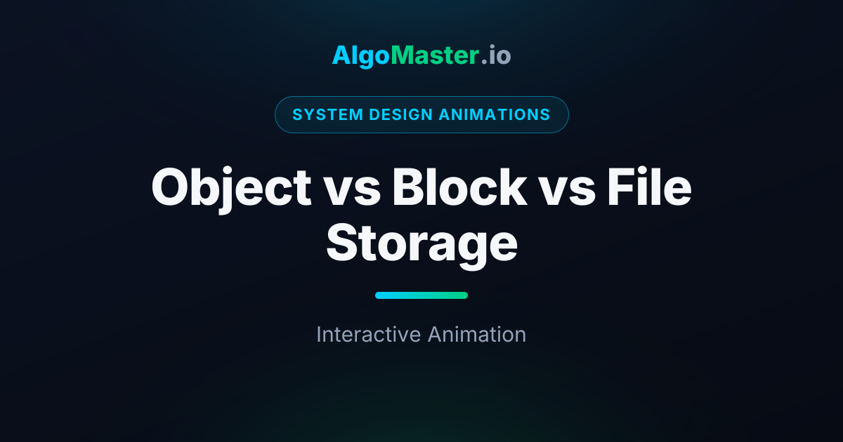 Object vs Block vs File Storage Animation | AlgoMaster.io